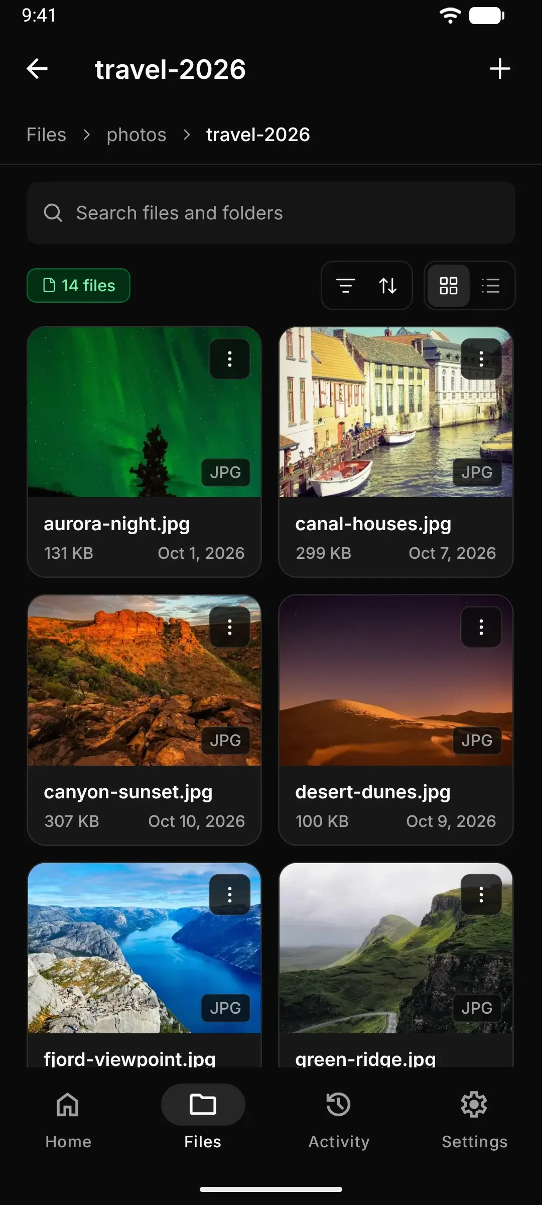 A photo folder in the app
