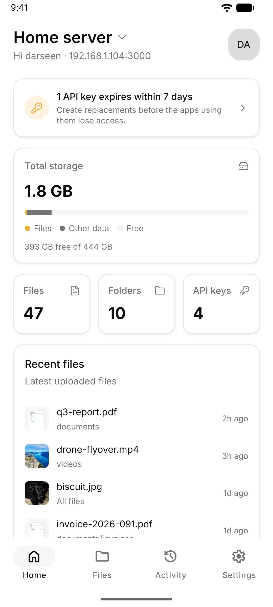 The same dashboard in the Vaze Android app