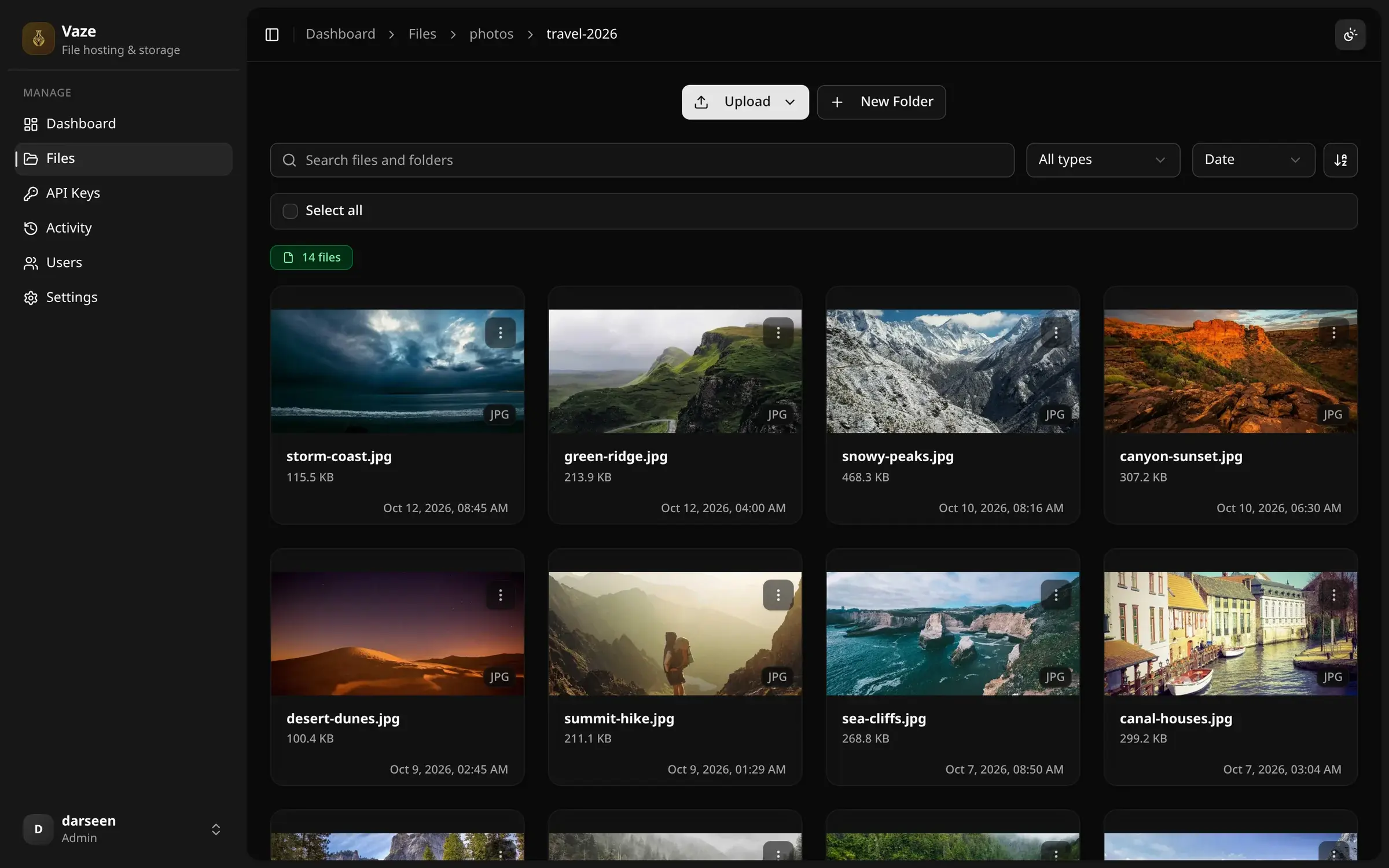 A folder of travel photos shown as a thumbnail grid