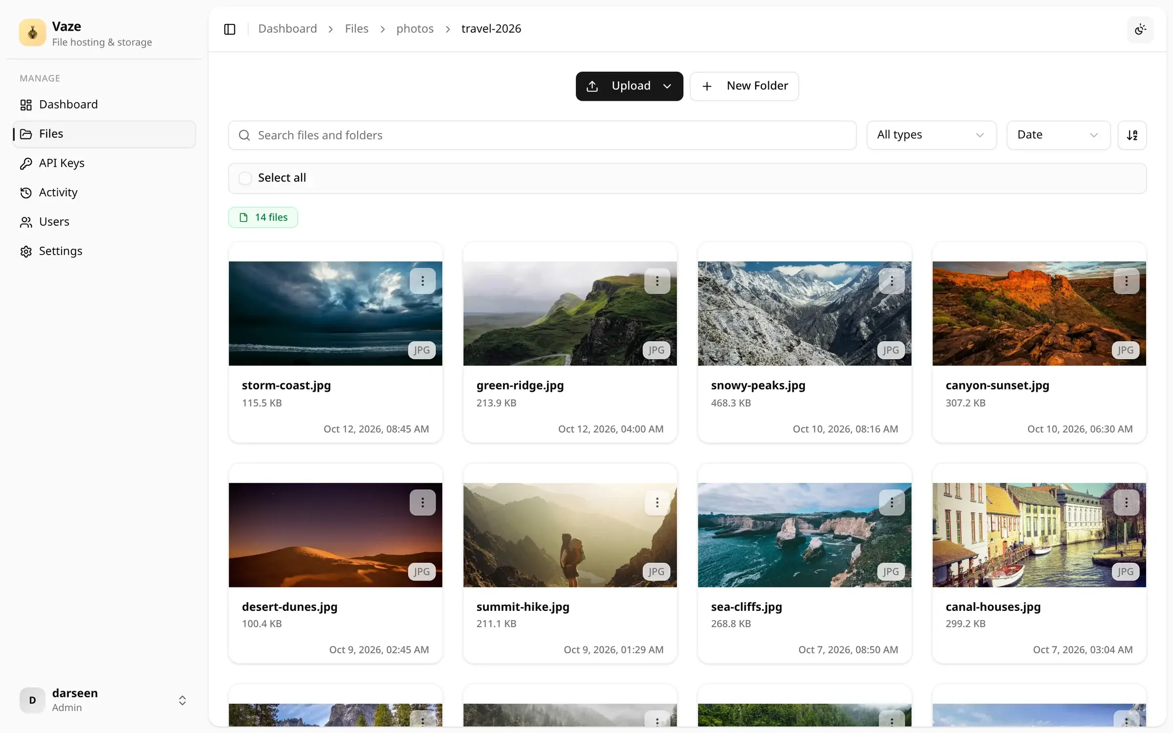 A folder of travel photos shown as a thumbnail grid